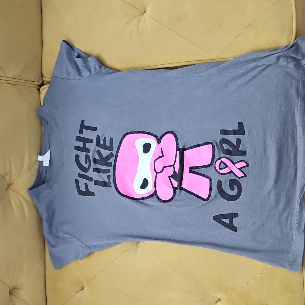 Rue 21 Small Pink  and Grey Awareness  Short Sleeve T-shirt